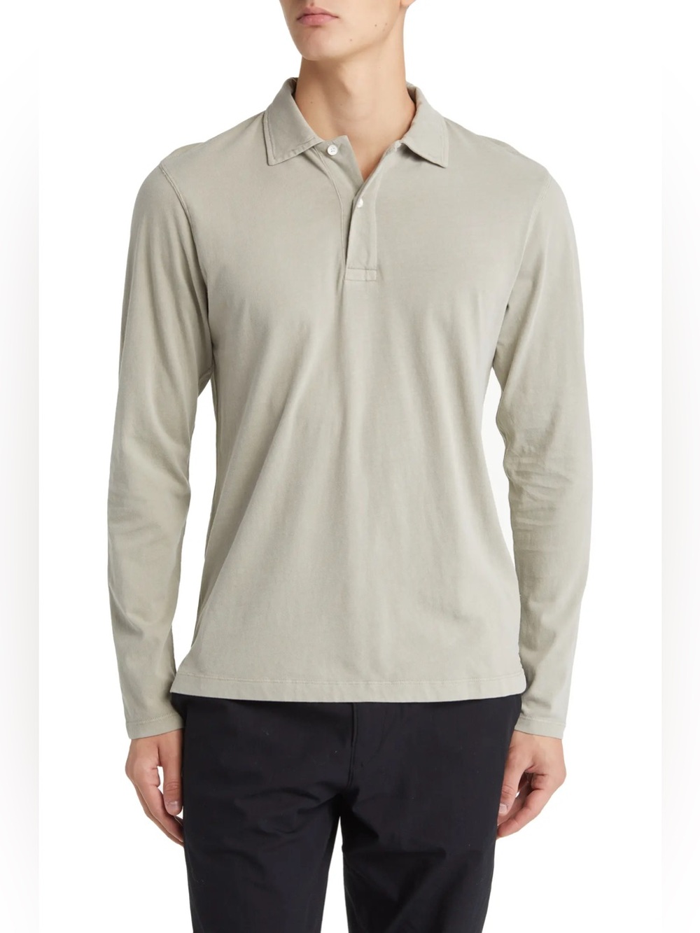BUCK MASON Men's Sueded Cotton Polo Long Sleeve Size Medium